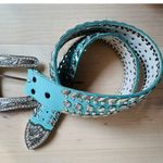 Y2K Bling Belt Size medium Blue/Green Rhinestone Chunky silver Buckle Blue Photo 1