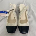 Cider Coquette Cream White Black Color Block Mary Jane Sling Back Heels 7.5 Photo 1