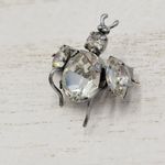 Vintage 1960 Austrian Crystal 3D Bug Brooch Silver Tone Insect Pin Photo 7