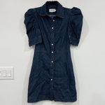 FRAME Gillian Denim Dress 4 Blue Chambray Mini Puff Short Sleeve Button Cotton Photo 1