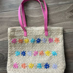 NOWT Cat & Jack Floral Straw Tote with Pink Handles Photo 0