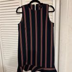 ZARA Navy Red Stripe Thick Shift Dress Ruffle Hem m Photo 1