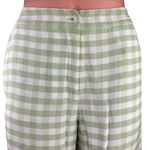 STAUD Women's White/Green Gingham High Rise Stretch Wide Leg Trouser Pants Sz XS Photo 3