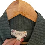 Pink Rose Medium cowl neck exposed hem sweater green Photo 2