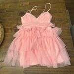 Lulus  Special Poise Pink Tulle Pleated Sleeveless Tiered Mini Dress‎ Photo 1