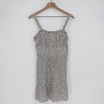 ROW A Floral Print Smocked Sundress Mini Dress Black White XL Photo 1