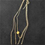 Layered Gold Tone Necklace with Circle and Stick Pendant Fashion Jewelry Gold Photo 2