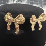 Gold Plated Coquette Bow Earrings Necklace SET Womens Jewelry Photo 1