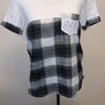 Studio West  Apparel white black checkered lace pocket blouse Photo 2
