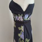 Loft  Navy Blue/Cream/Green Floral  Strapless Cotton Dress sz 2 Photo 4