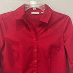 New York And Company Women’s Red Button Down Shirt Size Small Photo 2