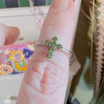 Sterling Silver Cross Green CZ Ring Photo 5