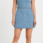 American Eagle  Super Stretch Denim Overall Mini Dress Size 8 Photo 0