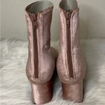 Free People  Velvet Cecile Bootie Size 37 Rose Boots Pink Block Heel Velour New Photo 4