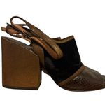 Dries Van Noten Leather Snakeskin Colorblock Gold Glitter Heels Photo 0