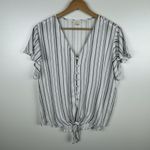 Sim & Sam  Womens Tie‎ Waist Striped Blouse Sz XL | Coastal Grandma Lightweight Photo 2