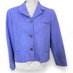 Vintage 90s Wool Cashmere Blend Periwinkle Blazer Size 8 City Spirit Bold Preppy Photo 0