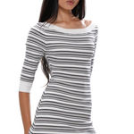 Sweet Chilling STRIPED BOATNECK KNIT MINI DRESS Photo 0