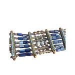 None Vtg Sterling Silver Bracelet Glass Shell Beads Pearls Egyptian Revival Adj 8" Photo 2