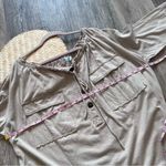 Free People  beach button tie front oversized‎ shirt cotton hemp Photo 3