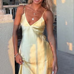 ZARA  maxi dress flowy butter yellow satin effect wedding evening party Photo 0