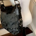 Coach  Oversized Black Charcoal Jacquard Signature C Top Zipper Hobo Shoulder Bag Photo 5