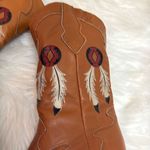 Vintage Real Leather Cowboy Boots Dream Catcher Festival Rave Burning Man A22 Brown Size 6.5 Photo 1