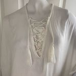 Walter Baker  Cover Up One Size White Acapulco Kaftan Maxi Dress Tassels #186 Photo 6