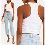 A.L.C. Adrienne Sleeveless V-Neck Slim Fit Ruched Crop Top White Women's Size S Photo 1