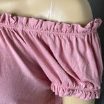 Free Kisses Rose Blush Pink Croptop Blouse Size Medium Ruffled Sleeves and Waist Photo 1