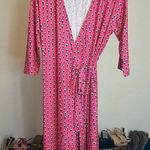 Wrap Dress Pink Navy White Flower Pattern Size L Photo 0