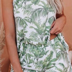 Tropical Palm Leaf Two Piece Set NWT Tank & Shorts Lounge Summer Outfit Green Size L Photo 0