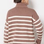 Line and Dot  Brown and Cream Striped Turtleneck Sweater Photo 2