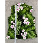 Kahulana Hawaii Women Sleeveless Aloha Shirt Tropical Floral Green Button Top L Size L Photo 3
