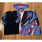 Anthony Sicari 3pc Sweater Top Silky Skirt & Scarf Womens 6 Retro Vintage USA Black Photo 10