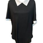 SheIn Curve Women’s Wednesday’s Black White Trim Short Sleeve Bodysuit Top 4XL Photo 0
