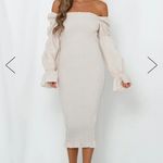 Revolve  SNDYS Gingham Courtney Dress in Cream Size 8‎ Smocked Midi Photo 1