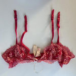 Victoria's Secret NWT  VERY SEXY? Garter Belt M/L Red Ruby Rhinestone Lacey Y2K Photo 1