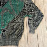 Vintage 80s McGregor V Neck Sweater Geometric Abstract Knit Size Large Green Photo 10