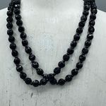 Vintage black facetted beaded double strand necklace W.Germany. Photo 1