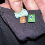 Farm Rio Black Short Sleeve Jumpsuit Rayon Crepe Keyhole Small Wide Leg V Neck Photo 10