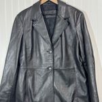 Valerie Stevens Women’s XL Black Leather Blazer Jacket 2 Button Mob Wife Y2K 90s Photo 1