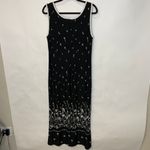Vintage Black Tank Dress Sz XL Flower Design White Trim Photo 5