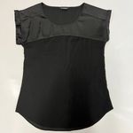 EXPRESS  Sleeveless Blouse with Satin Shoulder Detail in Black Photo 0
