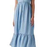 Levi's Levi’s Katherine maxi dress Blue denim tie shoulder pearl button dress XL Photo 1