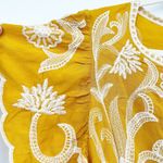 Solitaire Womens Boho Floral Embroidered Peasant Blouse Top Size L Yellow Photo 2