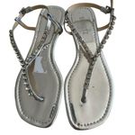 Schutz Silver Rhinestone Thong Sandals Size 38 / US 8 Photo 3