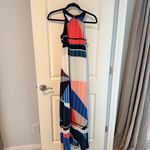 Ecru  Silk Maxi Dress Red & Blue Print With Shapes and Patterns | S Photo 7
