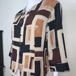 Kathy Che Vintage Polyester Earthtone Geometric Print‎ Blouse Black Size 12 Photo 8