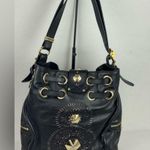 Jimmy Choo  Ramona black soft leather leather metal logo embellished satchel bag! Photo 7